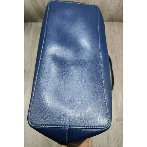 Kate Spade All Day Tote Dainty Bloom Medium Blue Leather Carry all Bag - Picture 3 of 9